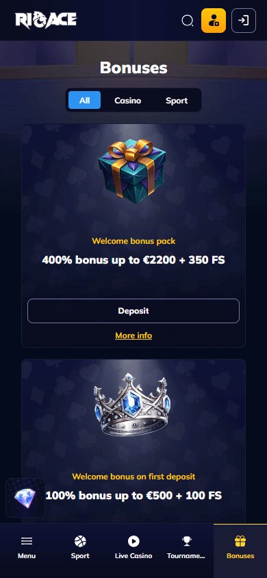 Willkommensbonus und Freispiele bei Rioace Deutschland - Jetzt anmelden in Germany